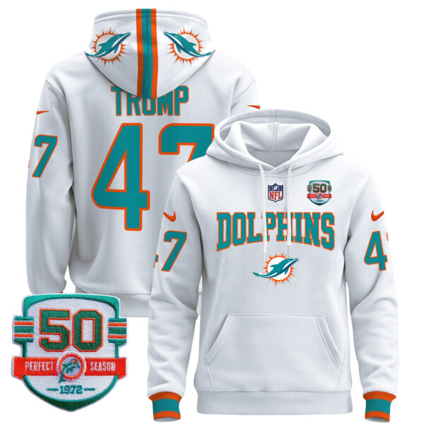 Men's Dolphins 50th 1972 Perfect Season Patch Pullover Hoodie V2 - All Stitched - Image 27