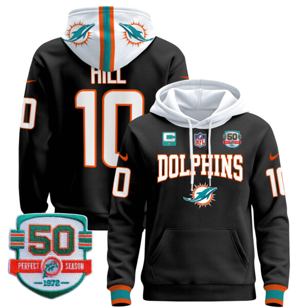 Men's Dolphins 50th 1972 Perfect Season Patch Pullover Hoodie V2 - All Stitched - Image 12