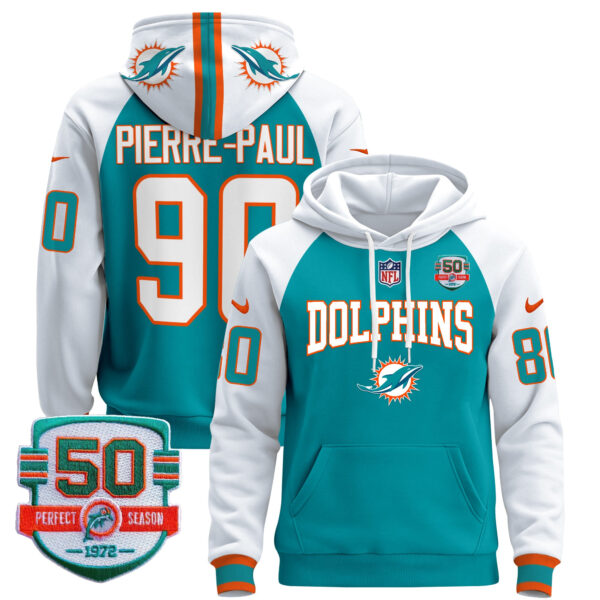 Men's Dolphins 50th 1972 Perfect Season Patch Pullover Hoodie V2 - All Stitched - Image 53