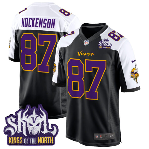 Men's Minnesota Vikings King Of The North Patch Throwback Game Jersey - All Stitched - Image 17