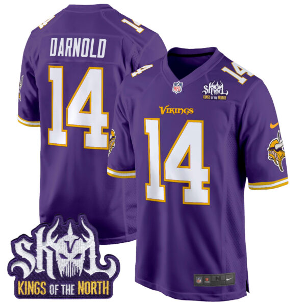 Men's Minnesota Vikings King Of The North Patch Throwback Game Jersey - All Stitched - Image 19