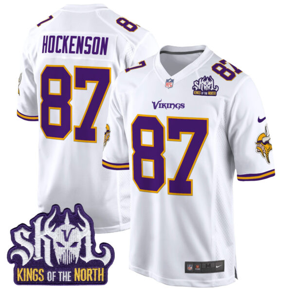 Men's Minnesota Vikings King Of The North Patch Throwback Game Jersey - All Stitched - Image 35