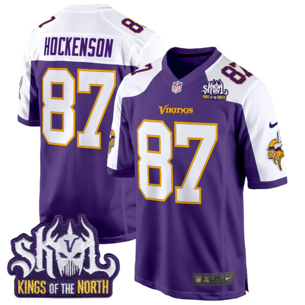 Men's Minnesota Vikings King Of The North Patch Throwback Game Jersey - All Stitched - Image 8