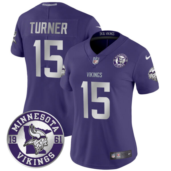 Women's Minnesota Vikings 2024 Vapor Limited Jersey - Est. 1961 Patch - All Stitched - Image 44