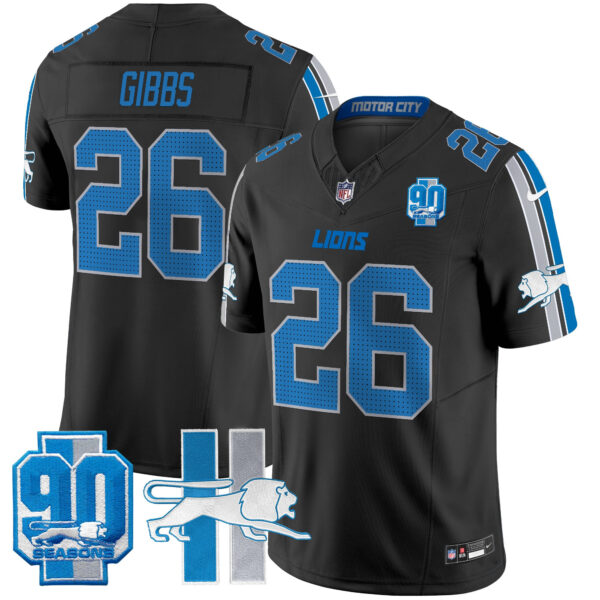 Men's Detroit Lions Throwback 90th Year Patch Vapor Limited Jersey - All Stitched - Image 16