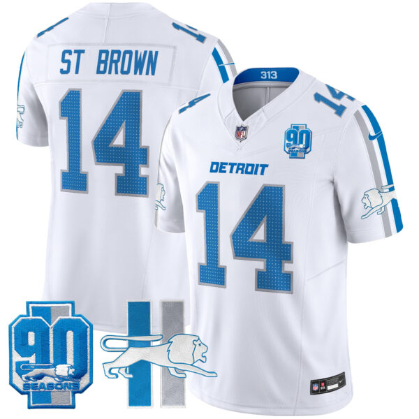 Men's Detroit Lions Throwback 90th Year Patch Vapor Limited Jersey - All Stitched - Image 27