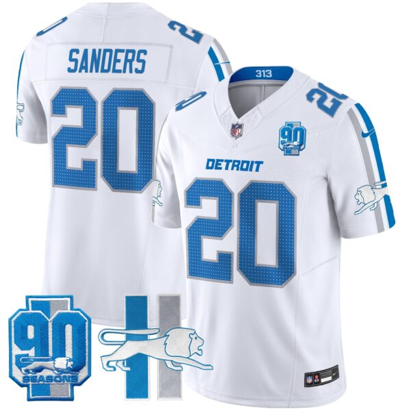 Men's Detroit Lions Throwback 90th Year Patch Vapor Limited Jersey - All Stitched - Image 29