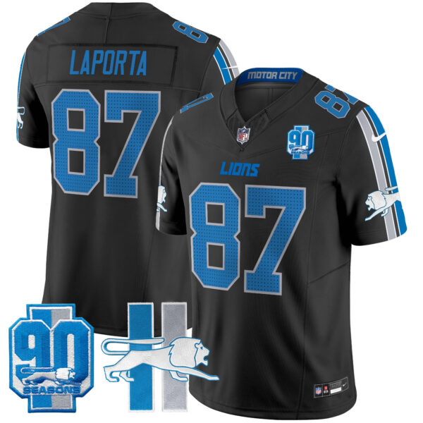 Men's Detroit Lions Throwback 90th Year Patch Vapor Limited Jersey - All Stitched - Image 15