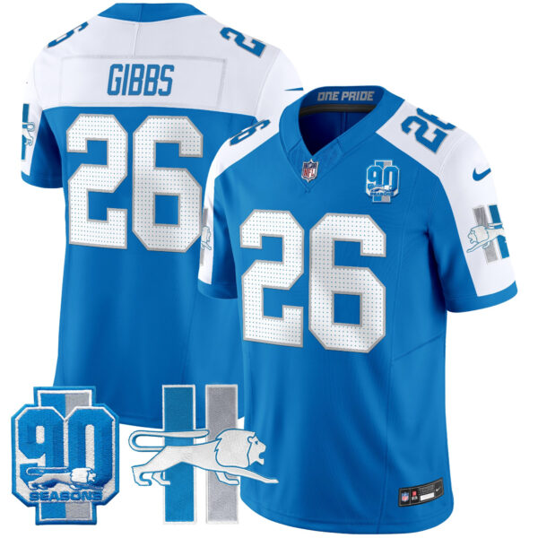 Men's Detroit Lions Throwback 90th Year Patch Vapor Limited Jersey - All Stitched - Image 24