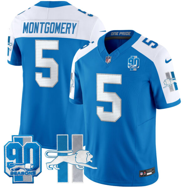 Men's Detroit Lions Throwback 90th Year Patch Vapor Limited Jersey - All Stitched - Image 21