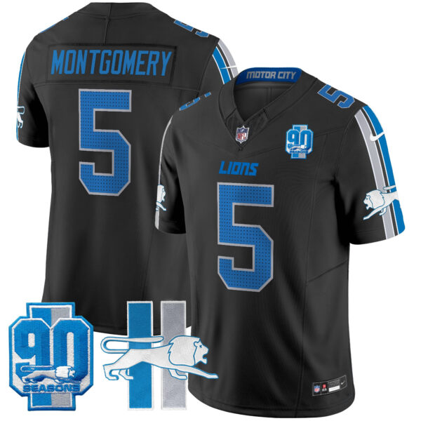 Men's Detroit Lions Throwback 90th Year Patch Vapor Limited Jersey - All Stitched - Image 13