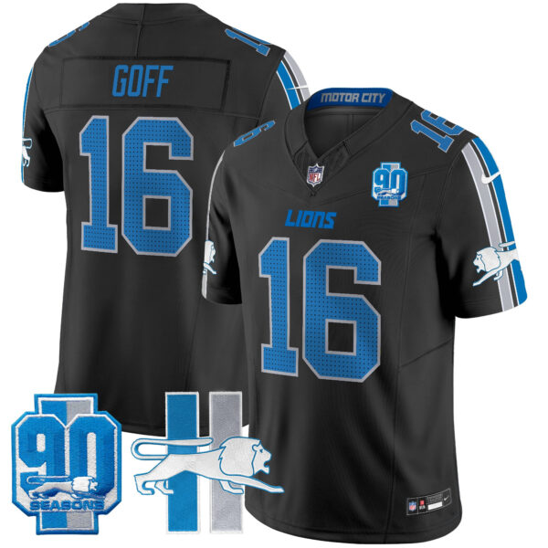 Men's Detroit Lions Throwback 90th Year Patch Vapor Limited Jersey - All Stitched - Image 10