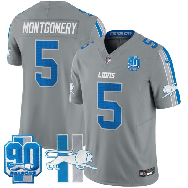 Men's Detroit Lions Throwback 90th Year Patch Vapor Limited Jersey - All Stitched - Image 44
