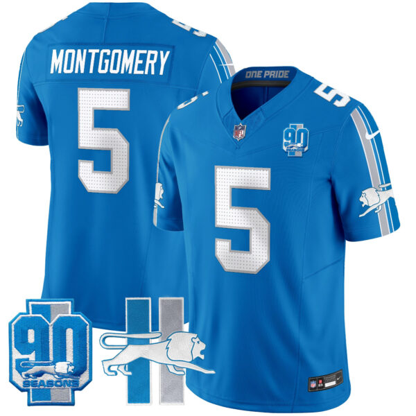 Men's Detroit Lions Throwback 90th Year Patch Vapor Limited Jersey - All Stitched - Image 36