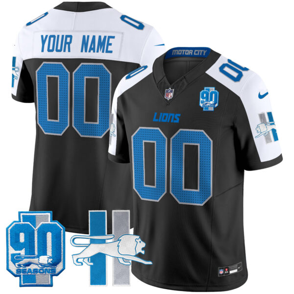 Detroit Lions Throwback 90th Year Patch Vapor Limited Custom Jersey - All Stitched - Image 2