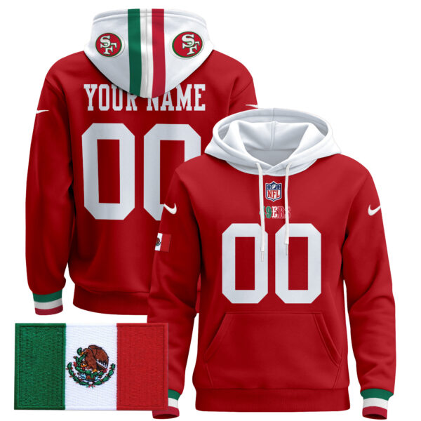 49ers Mexico 2024 Custom Pullover Hoodie - All Stitched - Image 2