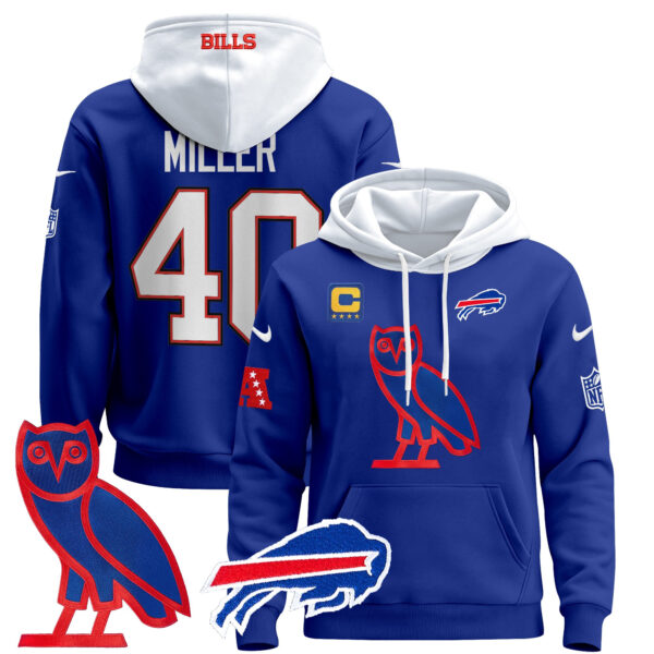 Men's Buffalo Bills OVO 2024 Pullover Hoodie - All Stitched - Image 3