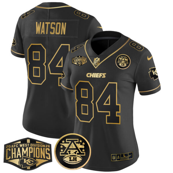 Women's Chiefs 2024 AFC West Division Champions Patch Gold Vapor Limited Jersey - All Stitched - Image 21