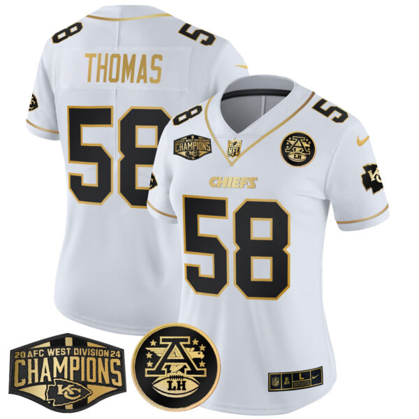 Women's Chiefs 2024 AFC West Division Champions Patch Gold Vapor Limited Jersey - All Stitched - Image 11