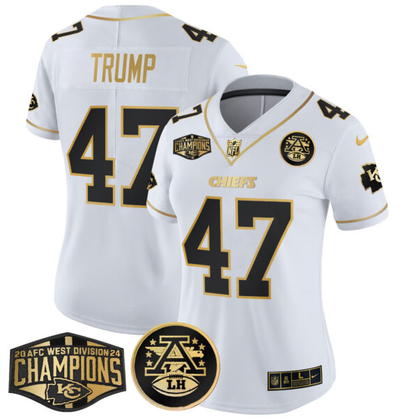 Women's Chiefs 2024 AFC West Division Champions Patch Gold Vapor Limited Jersey - All Stitched - Image 16