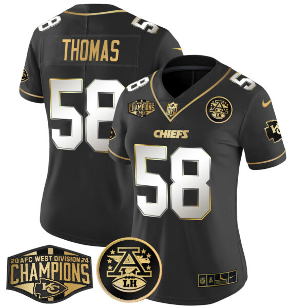 Women's Chiefs 2024 AFC West Division Champions Patch Gold Vapor Limited Jersey - All Stitched - Image 27