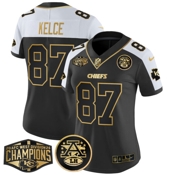 Women's Chiefs 2024 AFC West Division Champions Patch Gold Vapor Limited Jersey - All Stitched - Image 2