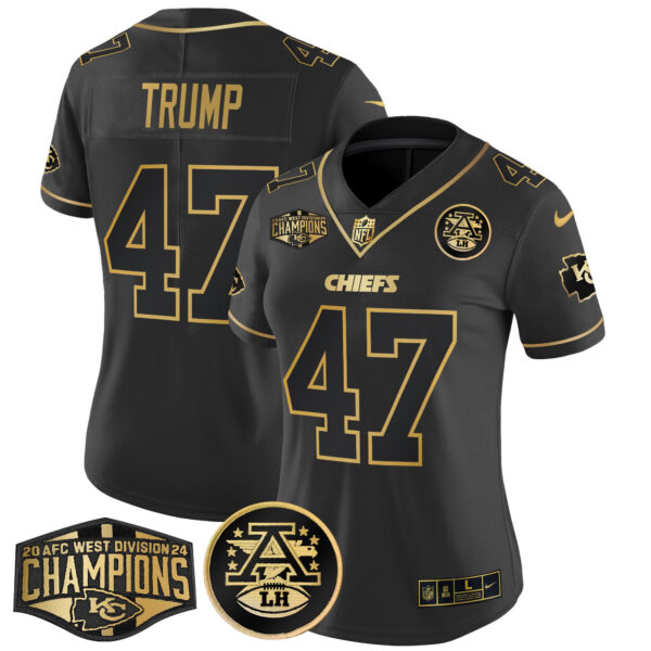 Women's Chiefs 2024 AFC West Division Champions Patch Gold Vapor Limited Jersey - All Stitched - Image 24