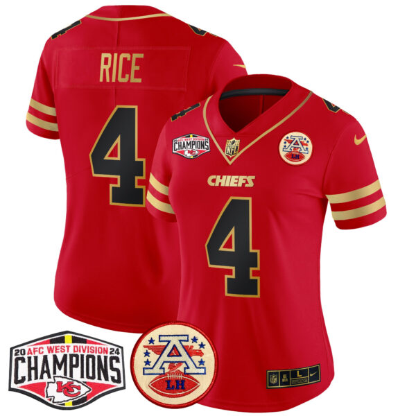 Women's Chiefs 2024 AFC West Division Champions Patch Vapor Limited Jersey - All Stitched - Image 23