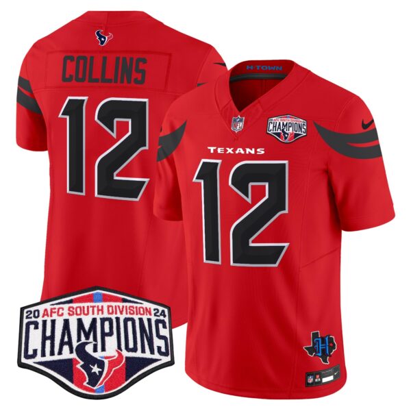 Men's Houston Texans 2024 AFC South Division Champions Patch Vapor Limited Jersey - All Stitched - Image 26