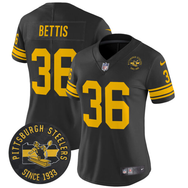 Women's Pittsburgh Steelers Throwback 1962 Vapor Limited Jersey - Est. 1933 Patch - All Stitched - Image 8