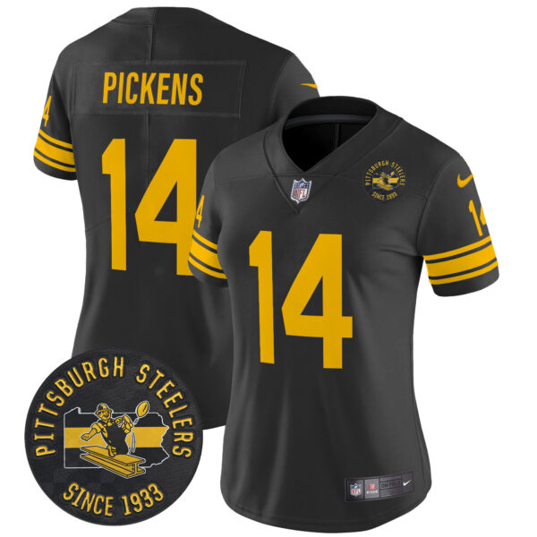 Women's Pittsburgh Steelers Throwback 1962 Vapor Limited Jersey - Est. 1933 Patch - All Stitched - Image 3