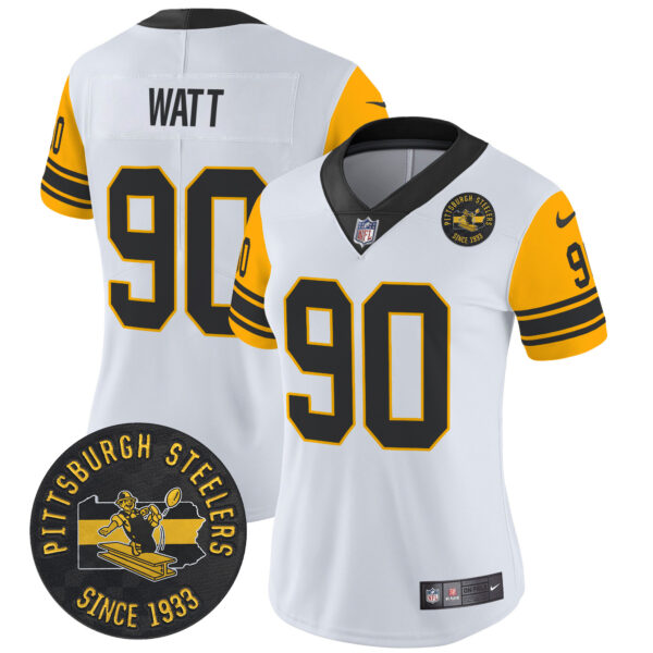 Women's Pittsburgh Steelers Throwback 1962 Vapor Limited Jersey - Est. 1933 Patch - All Stitched - Image 12