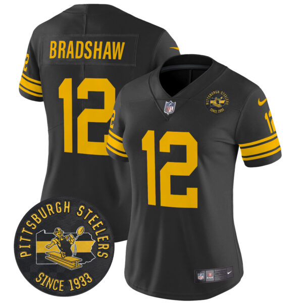 Women's Pittsburgh Steelers Throwback 1962 Vapor Limited Jersey - Est. 1933 Patch - All Stitched - Image 6