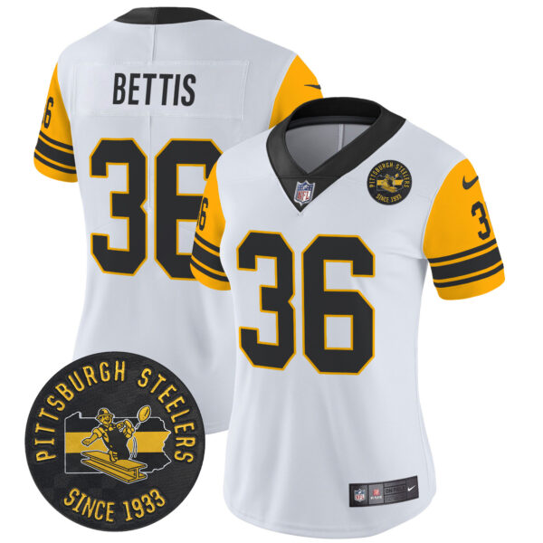 Women's Pittsburgh Steelers Throwback 1962 Vapor Limited Jersey - Est. 1933 Patch - All Stitched - Image 18