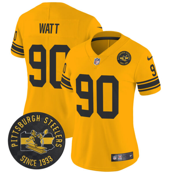 Women's Pittsburgh Steelers Throwback 1962 Vapor Limited Jersey - Est. 1933 Patch - All Stitched - Image 22