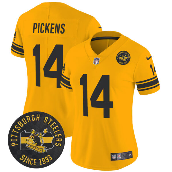Women's Pittsburgh Steelers Throwback 1962 Vapor Limited Jersey - Est. 1933 Patch - All Stitched - Image 23