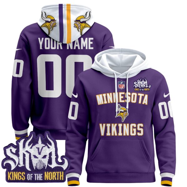 Minnesota Vikings 2024 Custom Pullover Hoodie V4 - All Stitched - Image 3