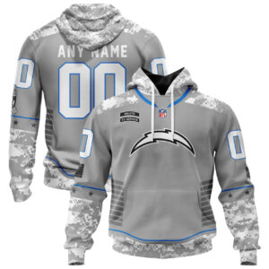 Los Angeles Chargers Salute To Service - Arctic Camo - Custom Hoodie - All Stitched