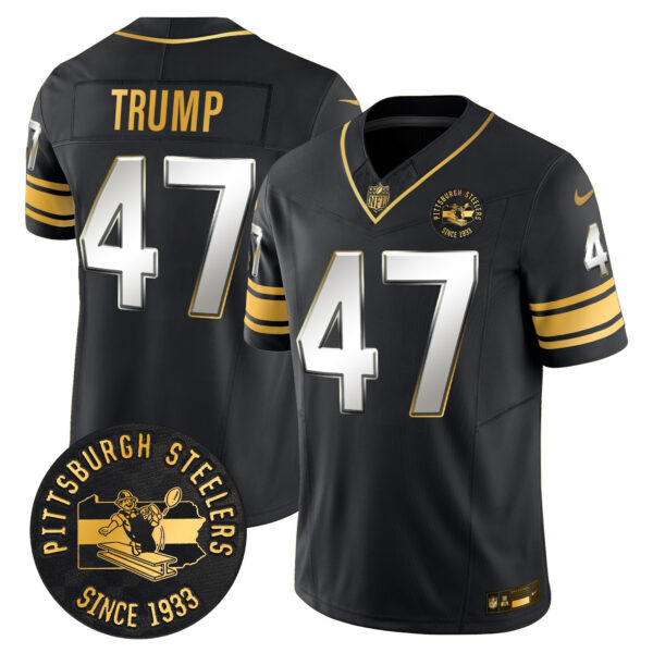 Men's Pittsburgh Steelers Throwback 1933 Patch Gold Vapor Limited Jersey - All Stitched - Image 40