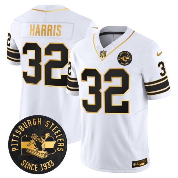 Men's Pittsburgh Steelers Throwback 1933 Patch Gold Vapor Limited Jersey - All Stitched - Image 17