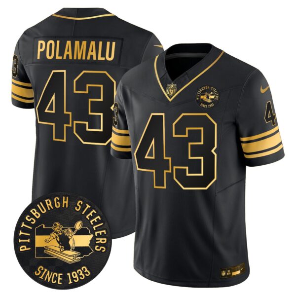 Men's Pittsburgh Steelers Throwback 1933 Patch Gold Vapor Limited Jersey - All Stitched - Image 25