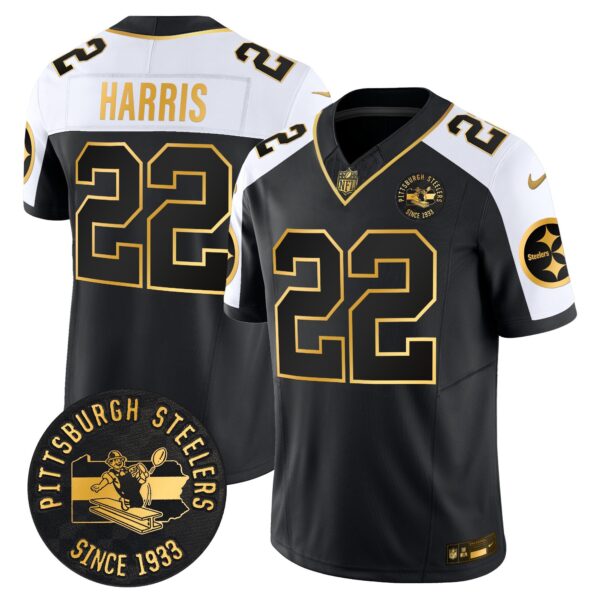 Men's Pittsburgh Steelers Throwback 1933 Patch Gold Vapor Limited Jersey - All Stitched - Image 4