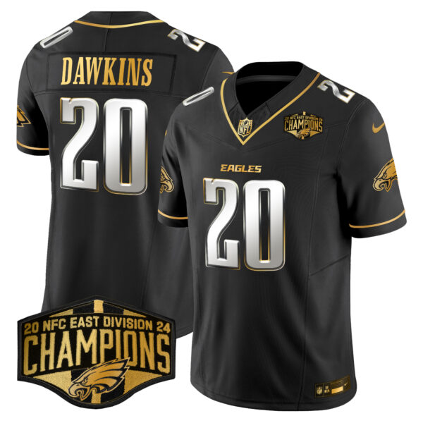 Men's Eagles 2024 NFC East Division Champions Gold Vapor Limited Jersey - All Stitched - Image 32