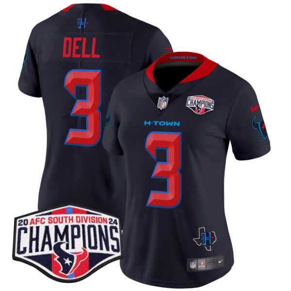 Women's Houston Texans 2024 AFC South Division Champions Patch Vapor Limited Jersey - All Stitched - Image 13