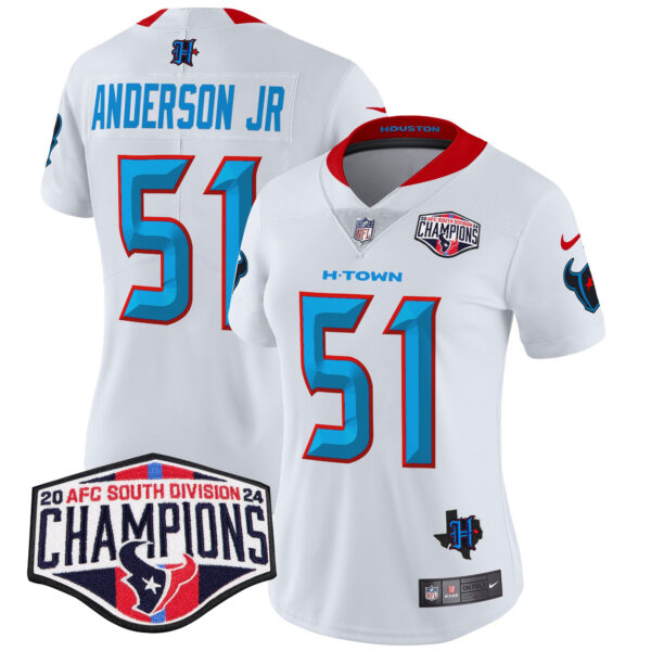 Women's Houston Texans 2024 AFC South Division Champions Patch Vapor Limited Jersey - All Stitched - Image 51