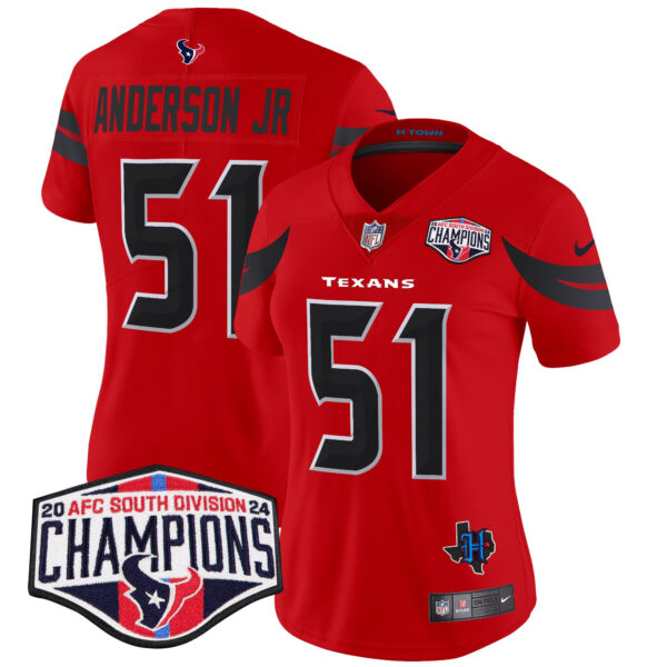 Women's Houston Texans 2024 AFC South Division Champions Patch Vapor Limited Jersey - All Stitched - Image 24