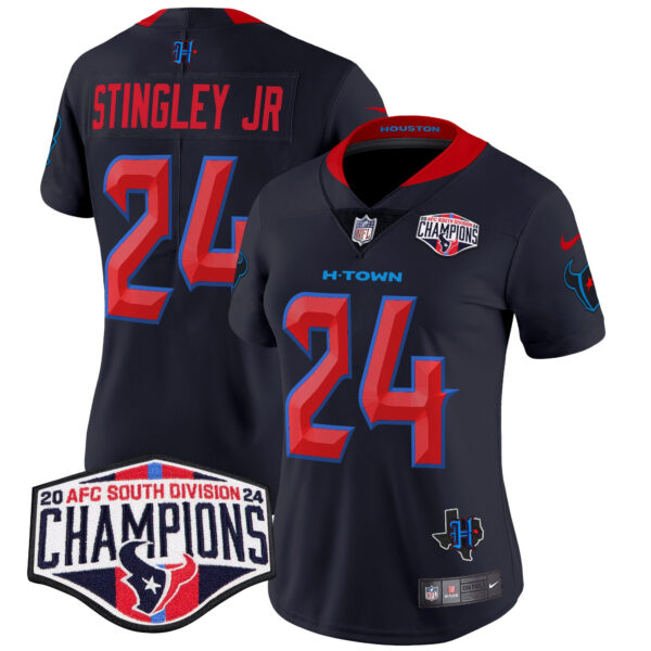 Women's Houston Texans 2024 AFC South Division Champions Patch Vapor Limited Jersey - All Stitched - Image 14