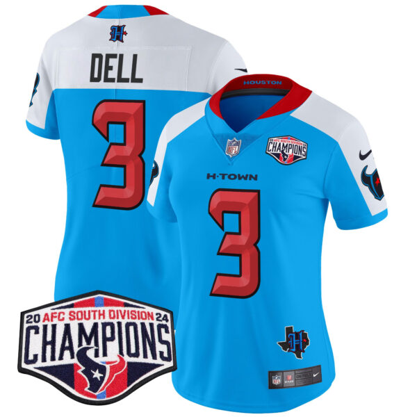 Women's Houston Texans 2024 AFC South Division Champions Patch Vapor Limited Jersey - All Stitched - Image 40
