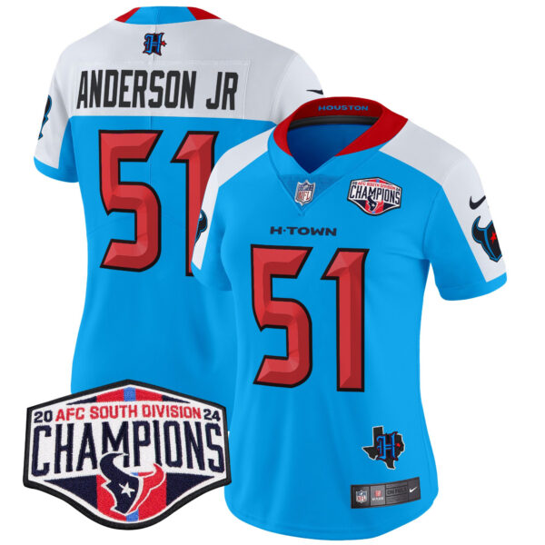 Women's Houston Texans 2024 AFC South Division Champions Patch Vapor Limited Jersey - All Stitched - Image 42