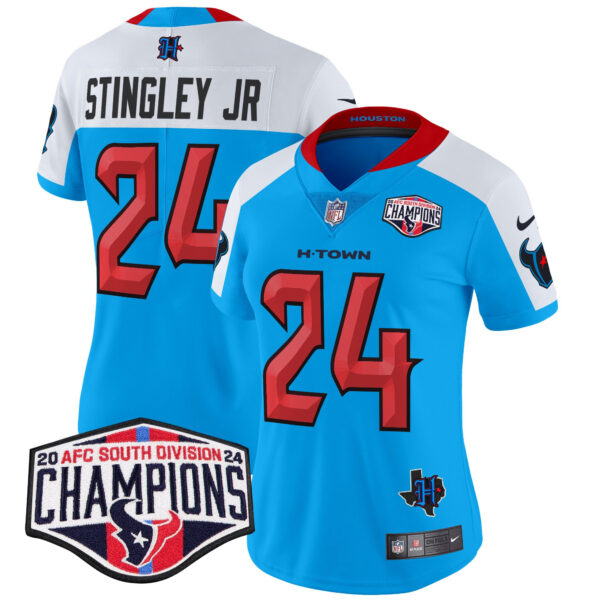 Women's Houston Texans 2024 AFC South Division Champions Patch Vapor Limited Jersey - All Stitched - Image 41